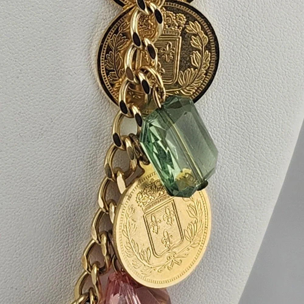 Vintage Joans Collectables Coin And‎ Acrylic Bead Necklace